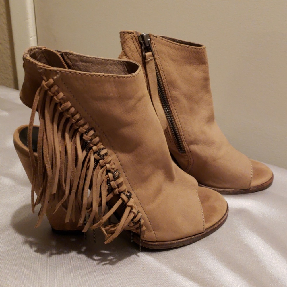 Dolce Vida tan open toe bootie. Size 6.5
